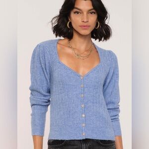 Heartloom Pedretti Cardi Blue Cardigan Sweater with V-Neck size s NWOT
